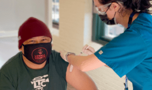 Man getting vaccinated