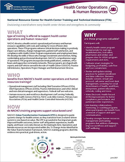 Health Center Operations & Human Resources Fact Sheet