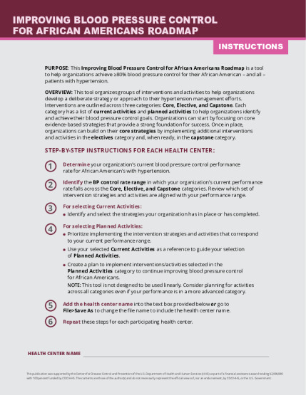 Improving Blood Pressure Control For African American Patients: Roadmap