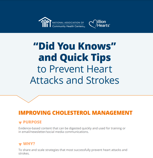 Cholesterol Management improvement quick tip sheet snapshot