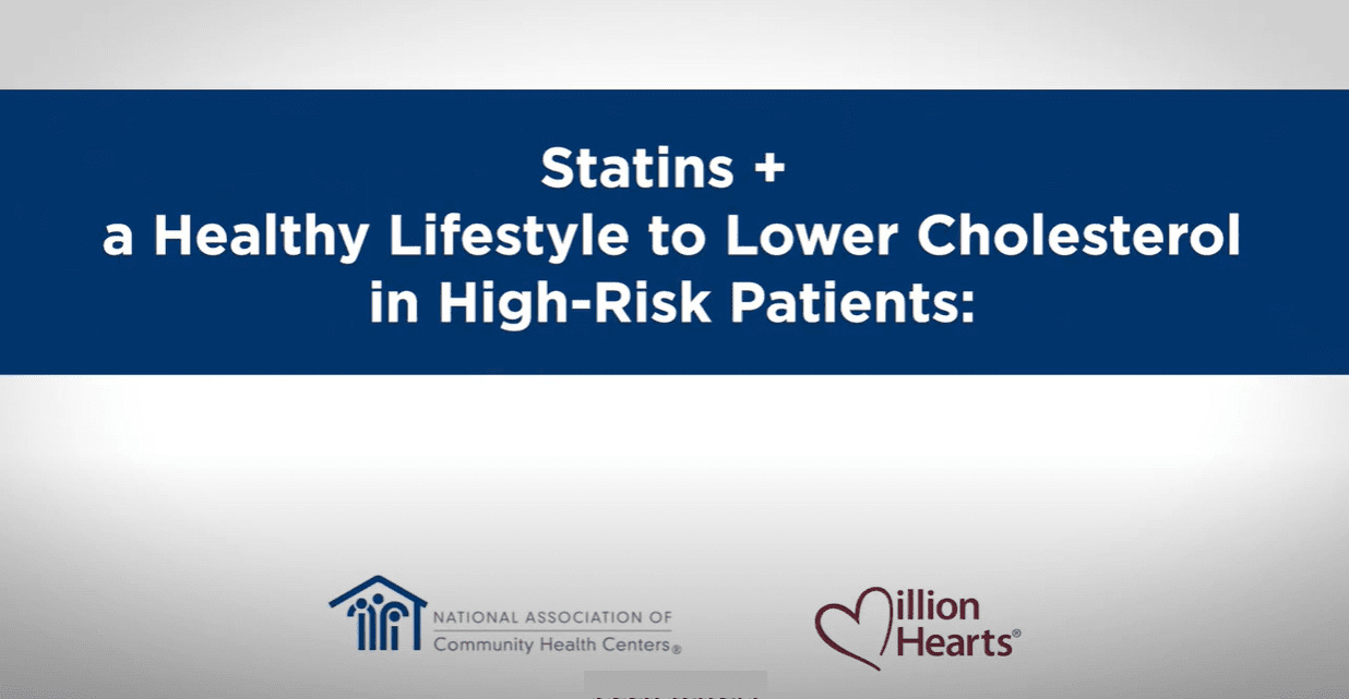 Statins + a Healthy Lifestyle to lower cholesterol in high-risk patients banner on introductory slide