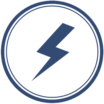 Empowered infrastructure icon, lighting bolt