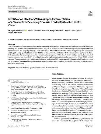 Identification of Military Veterans upon Implementation of a Standardized Screening Process in a Federally Qualified Health Center