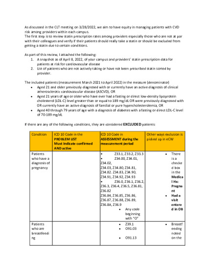 Statin Review Workflow Santa Rosa
