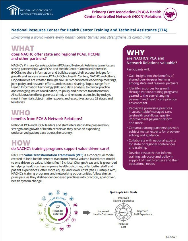 Primary Care Association Fact Sheet cover